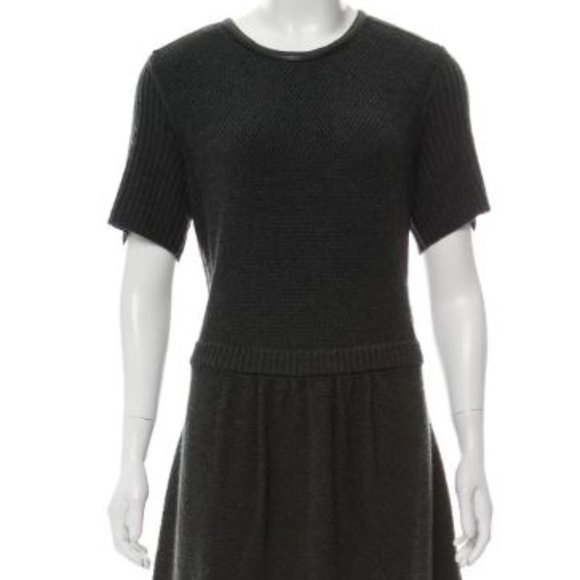 TORY BURCH MERINO WOOL CHARCOAL GRAY SWEATER DRESS - Picture 1 of 6